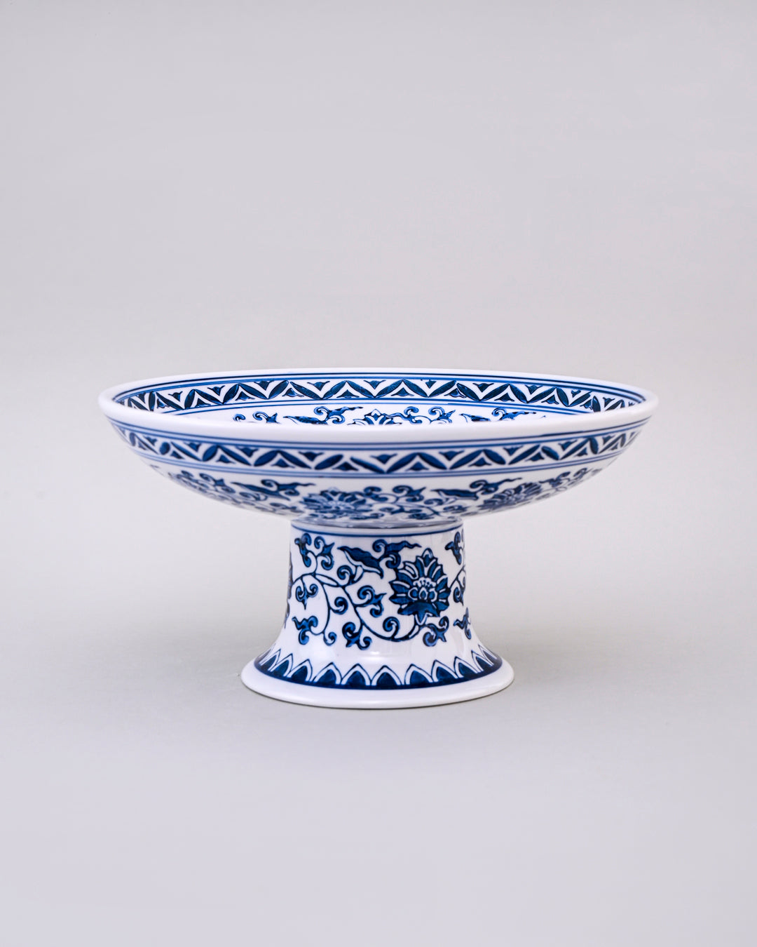 Blue and White Pedestal Decorative Bowl - Big