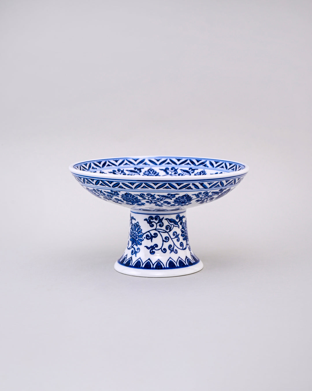 Blue and White Pedestal Decorative Bowl - Small