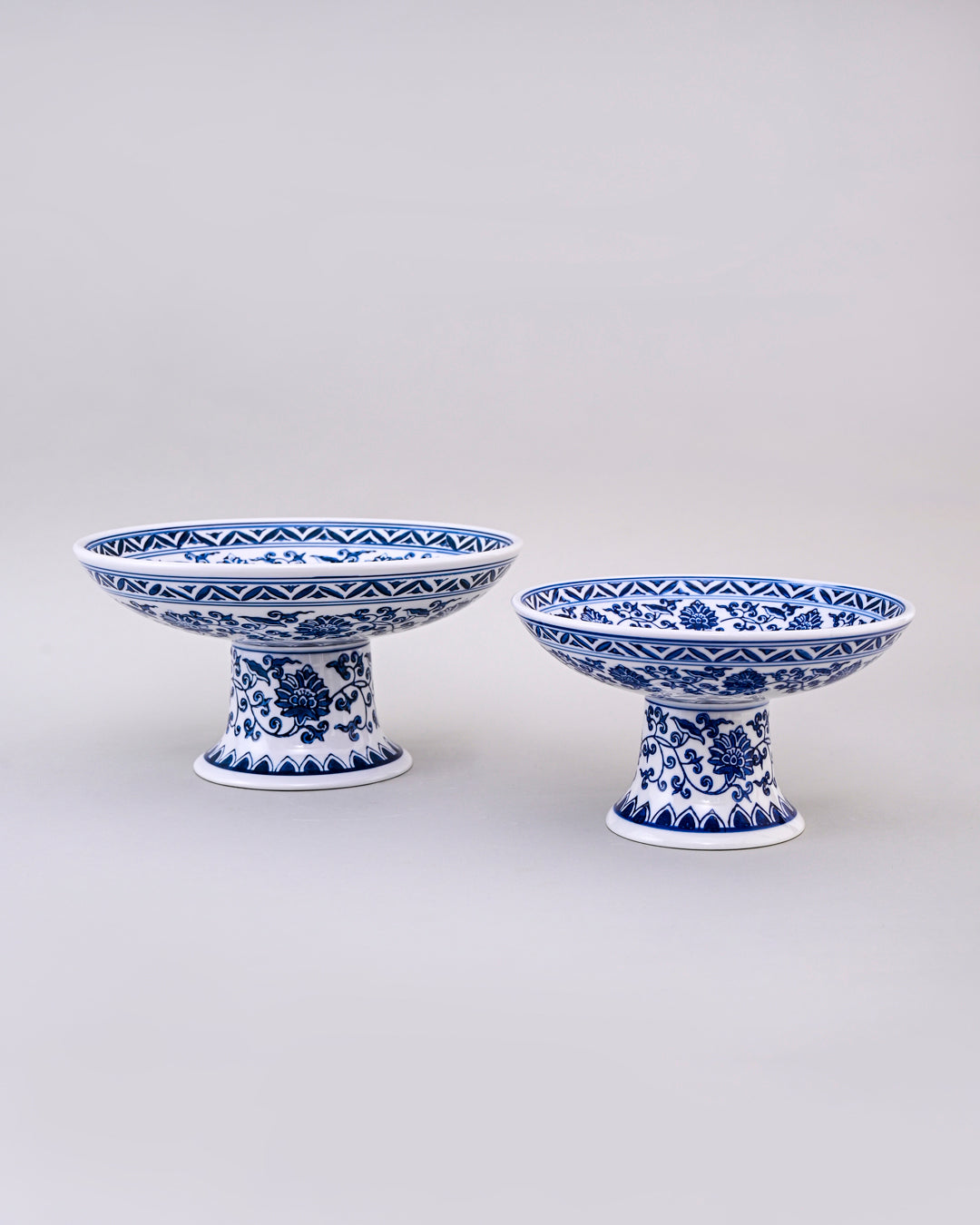 Blue and White Pedestal Decorative Bowl - Big
