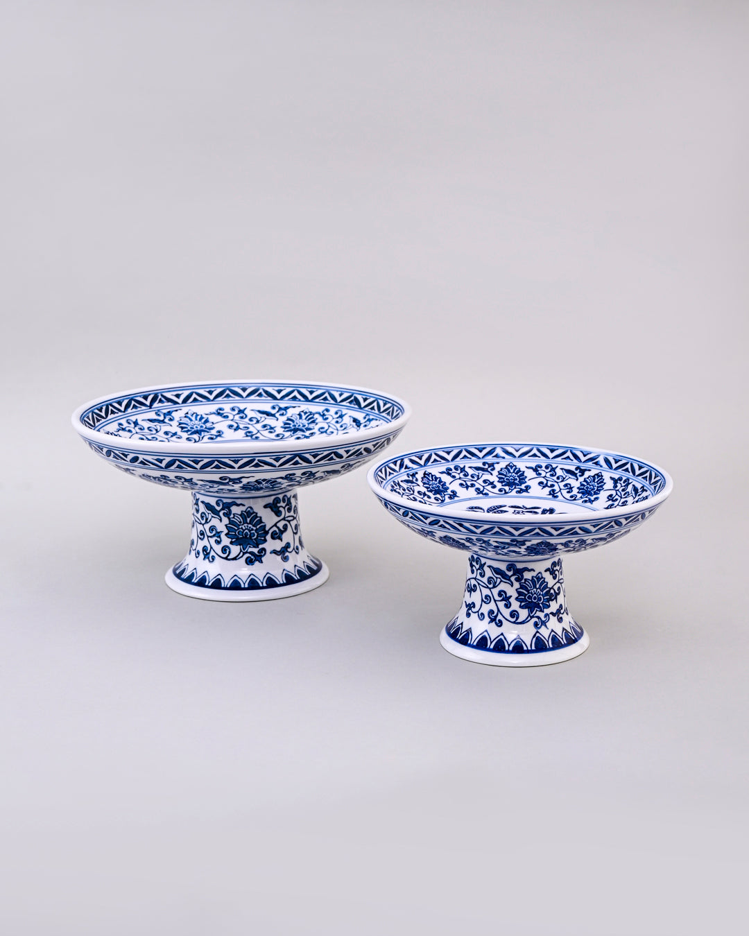 Blue and White Pedestal Decorative Bowl - Small
