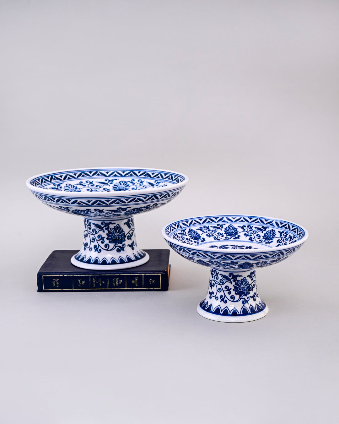 Blue and White Pedestal Decorative Bowl - Small