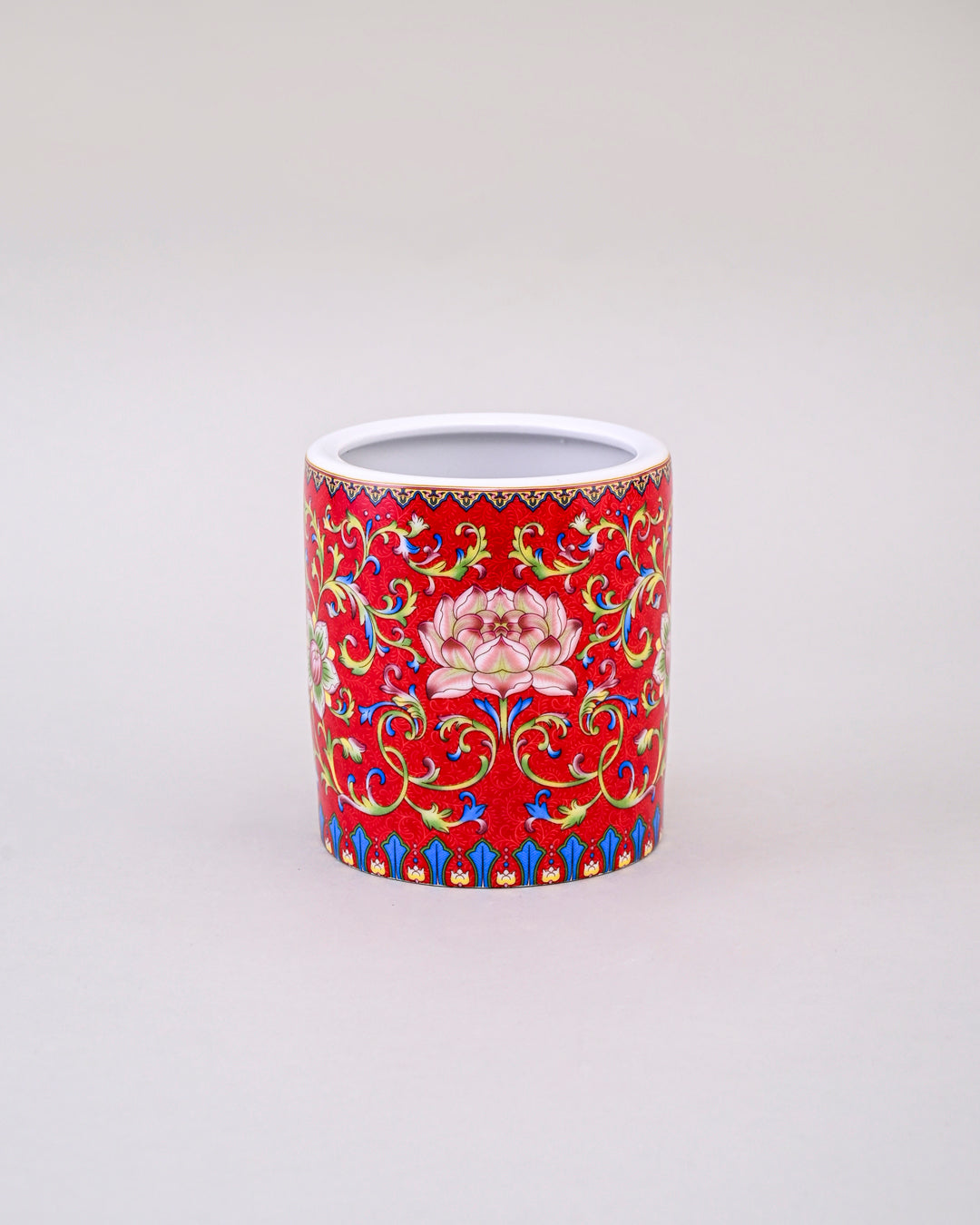 Floral and Vine Motifs Planter - Red