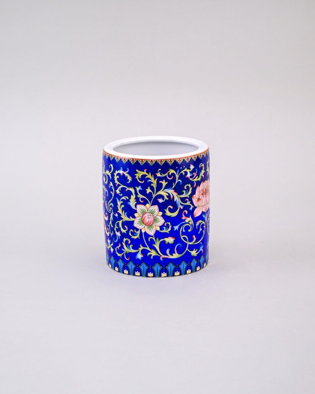 Floral and Vine Motifs Planter - Blue