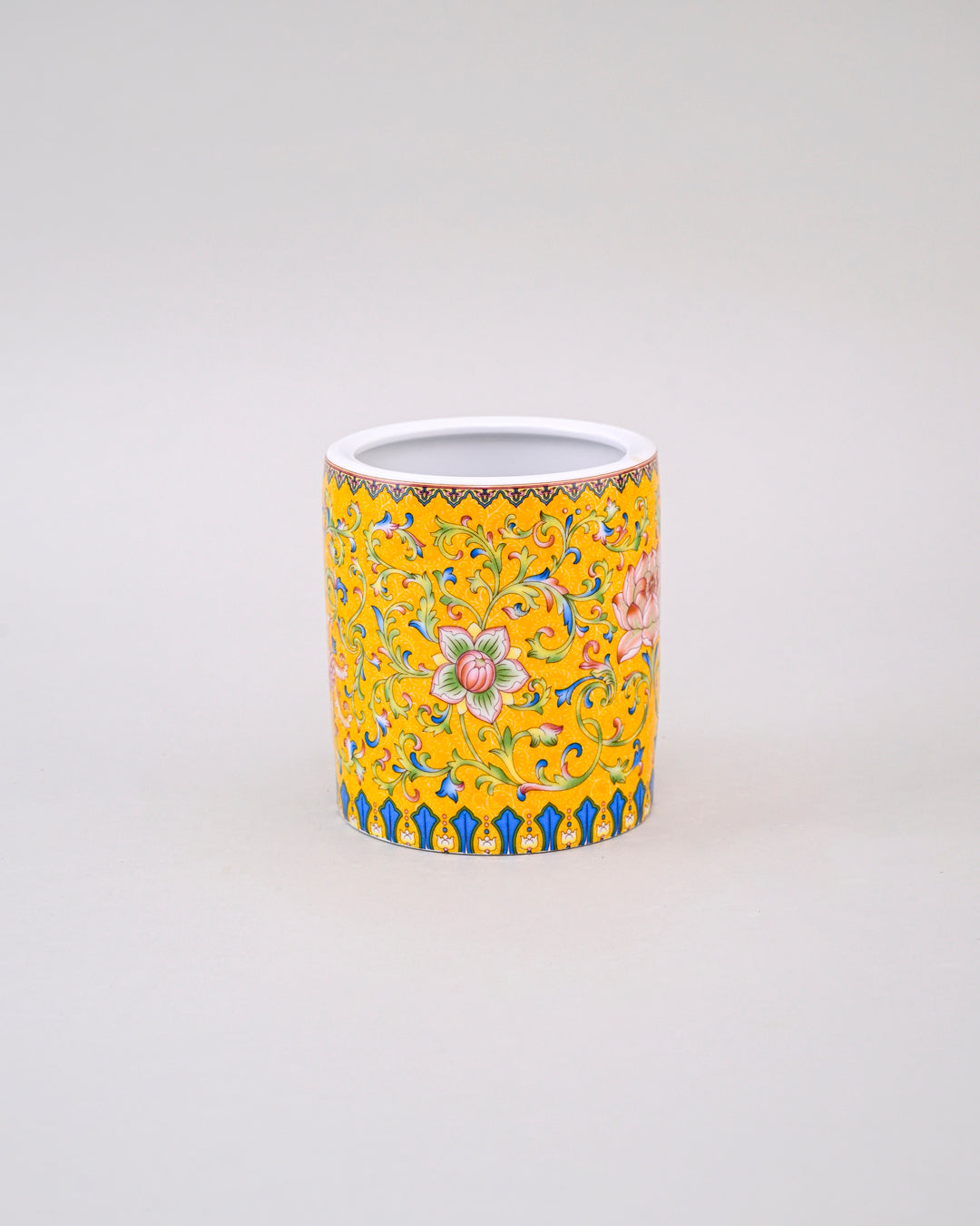 Floral and Vine Motifs Planter - Yellow