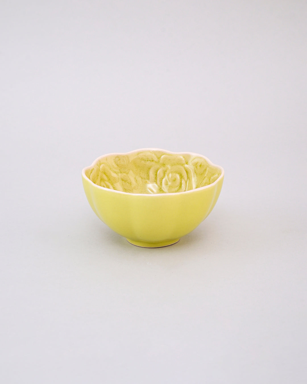 Rosé Bloom Embossed Ceramic Bowl - Set Of 4