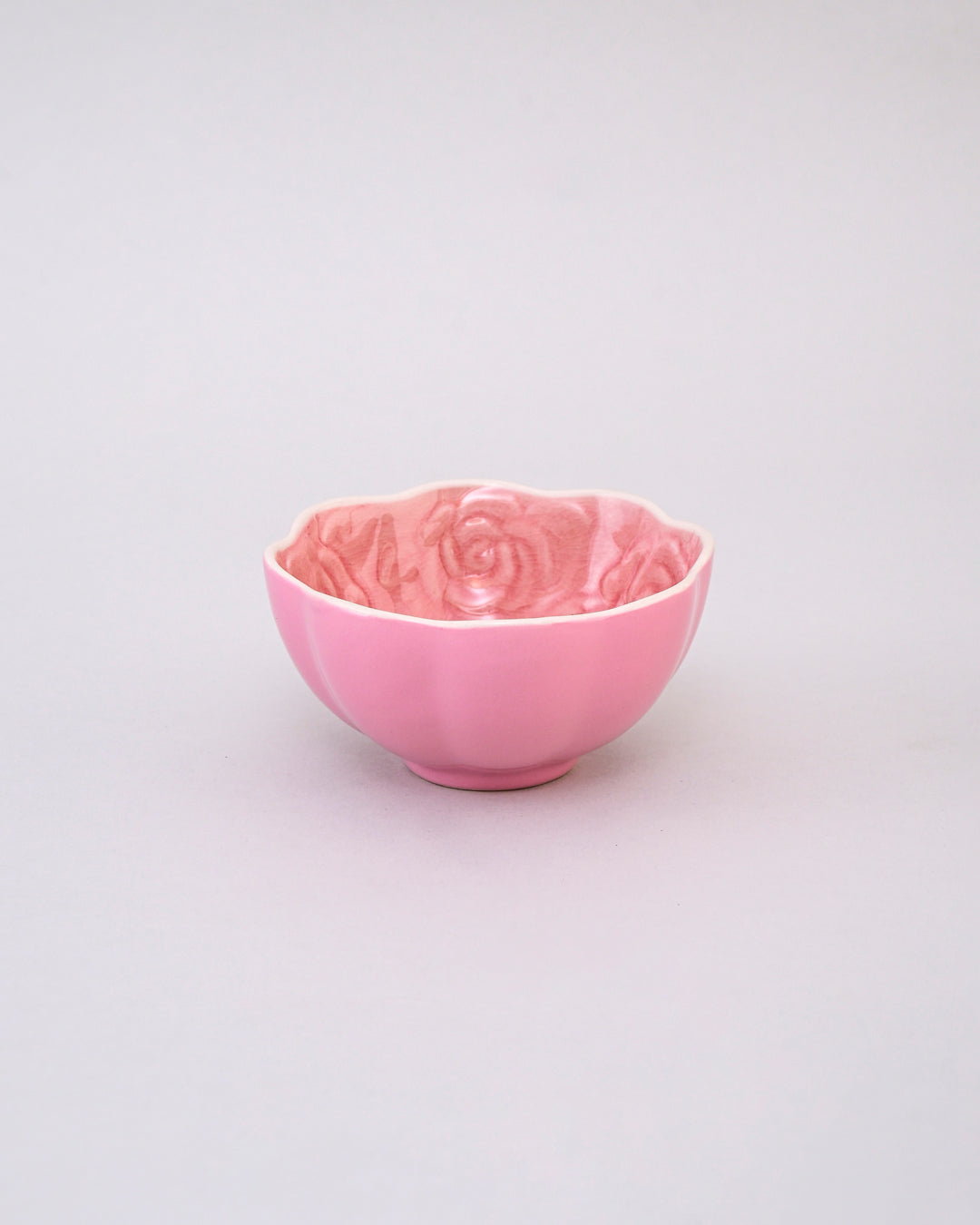 Rosé Bloom Embossed Ceramic Bowl - Set Of 4