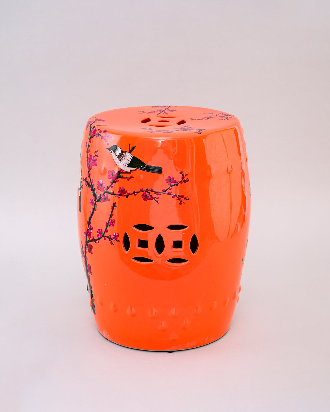 Tangerine Blossom Bird Garden Stool