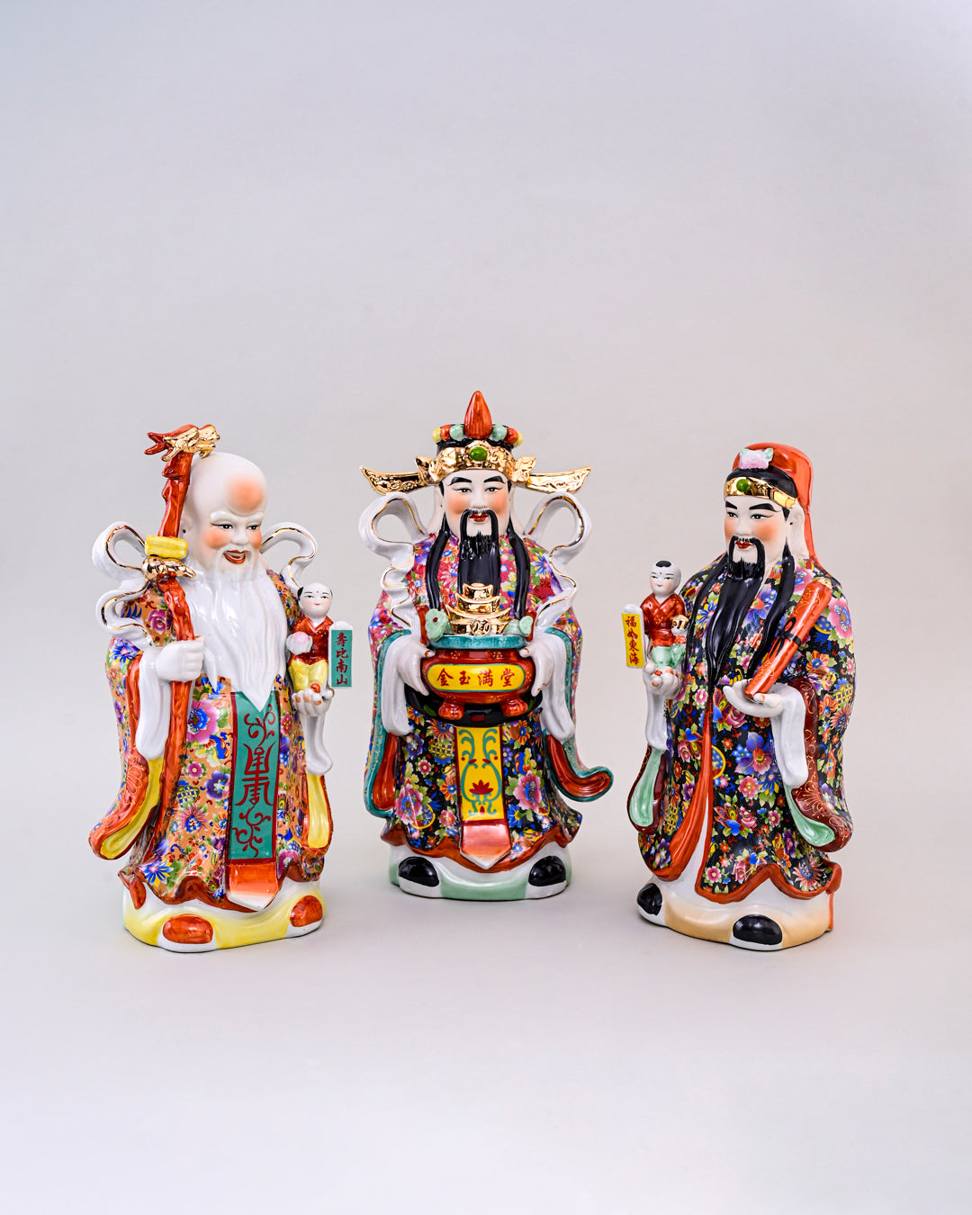 'The Three Star Gods' Porcelain Sculptures, Set of 3 - Medium