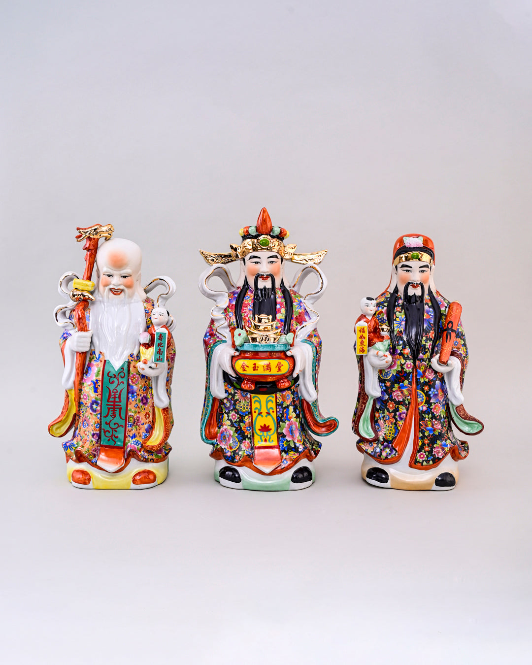 'The Three Star Gods' Porcelain Sculptures, Set of 3 - Medium