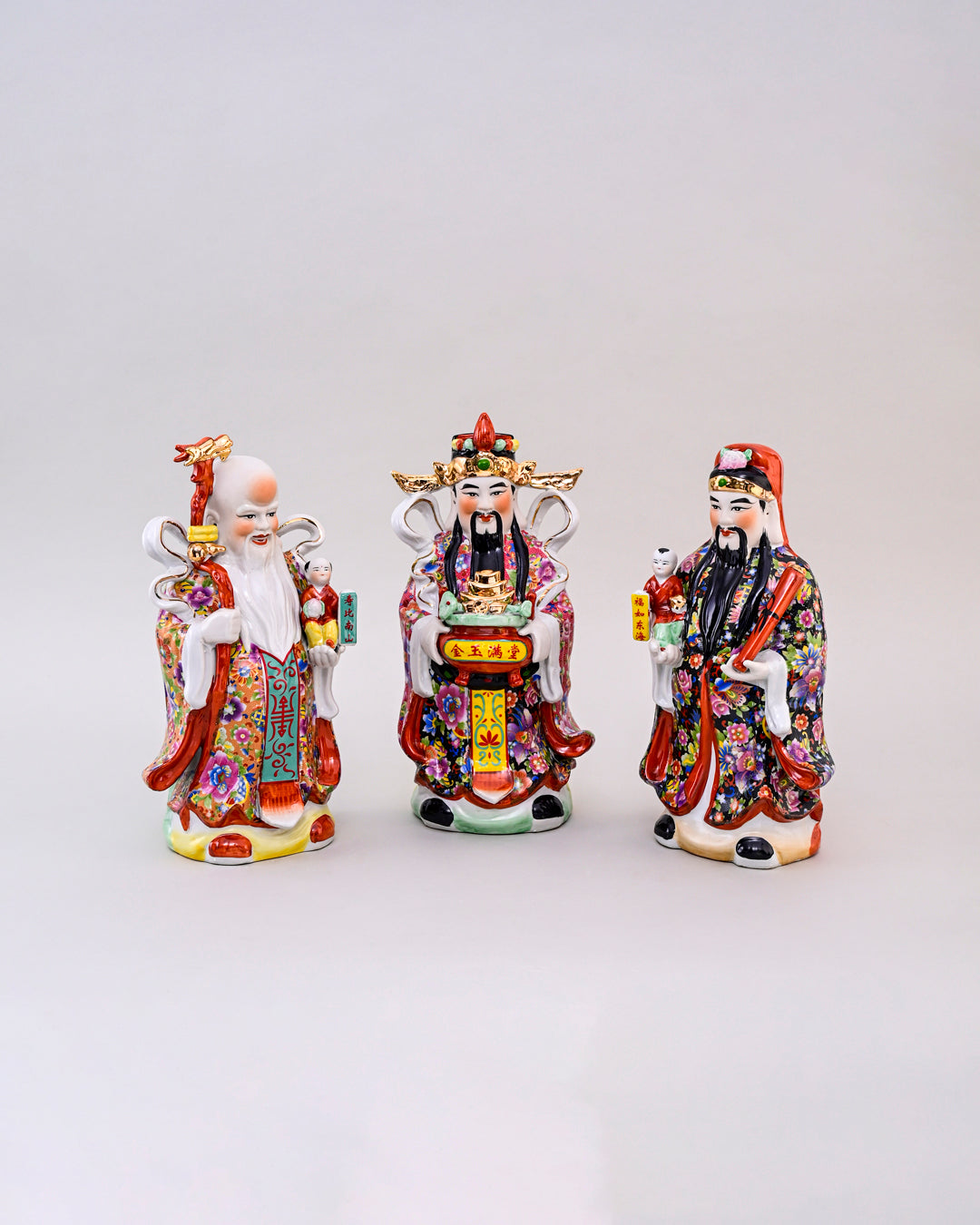 'The Three Star Gods' Porcelain Sculptures, Set of 3 - Large