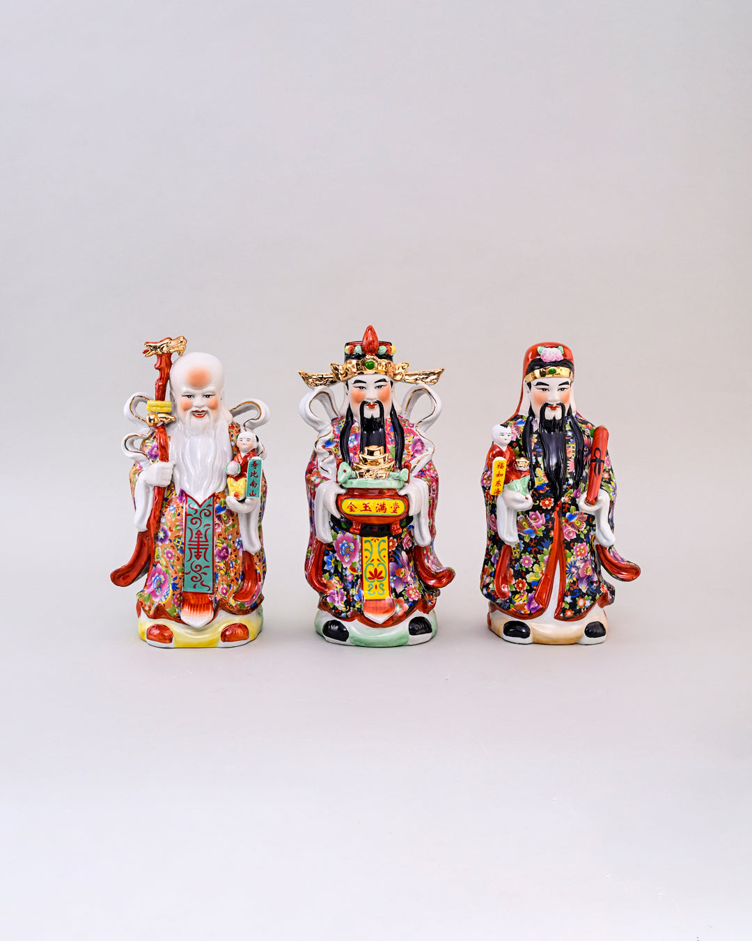 'The Three Star Gods' Porcelain Sculptures, Set of 3 - Large