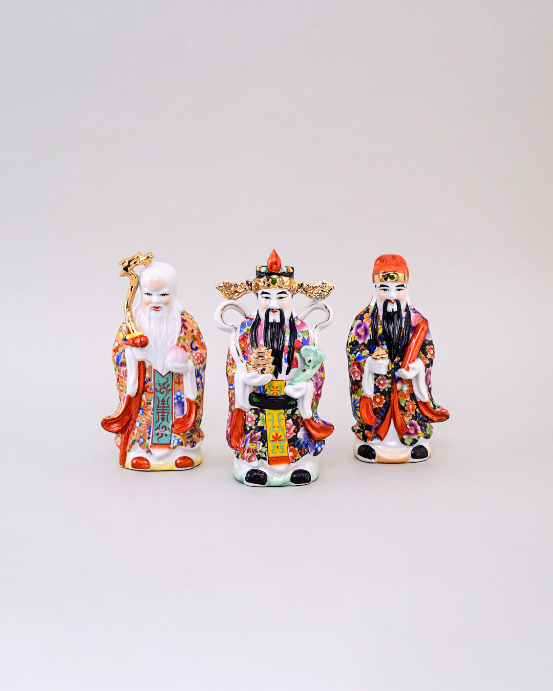 'The Three Star Gods' Porcelain Sculptures, Set of 3 - Small
