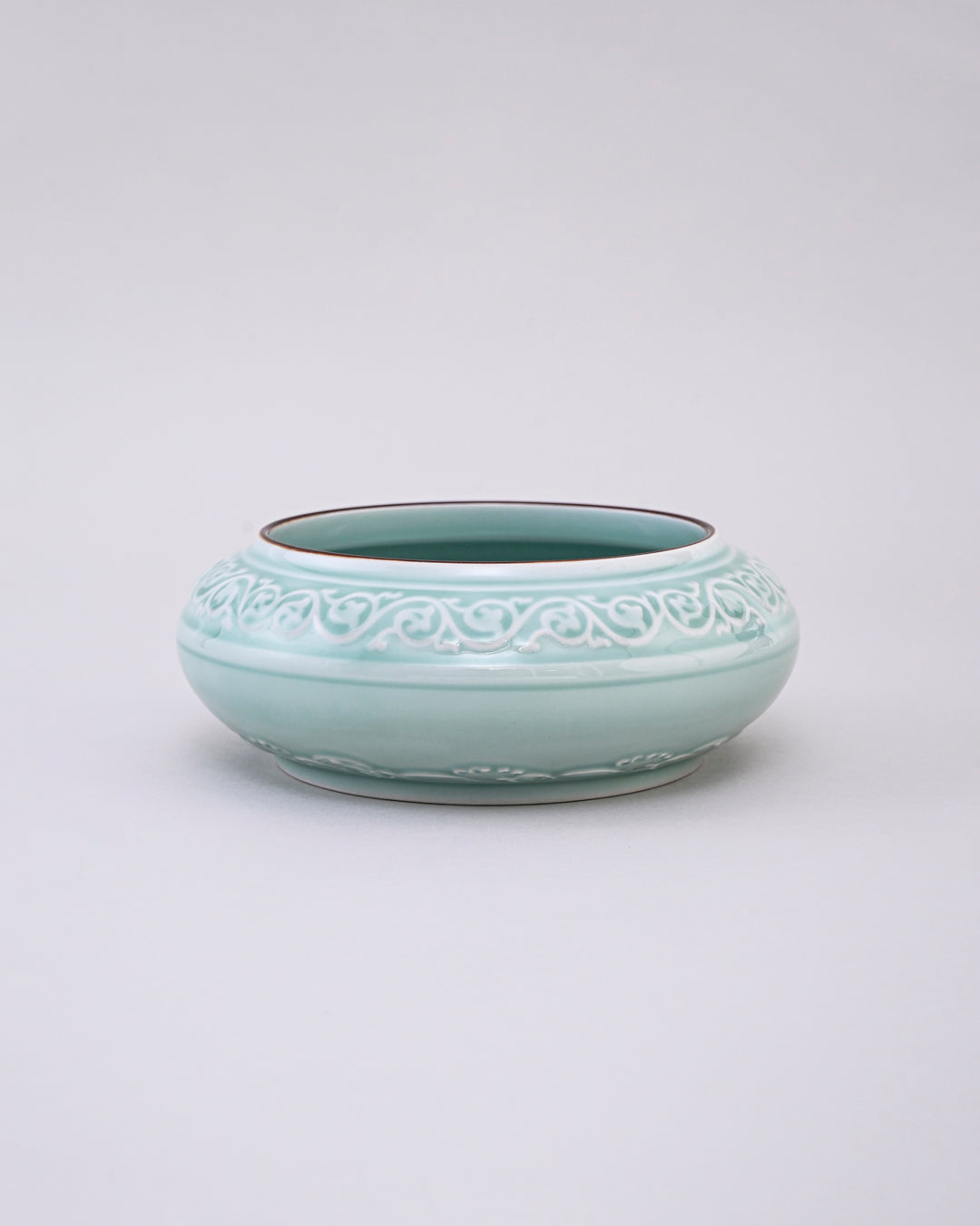 Serene Vine Celadon Glaze Decorative Bowl