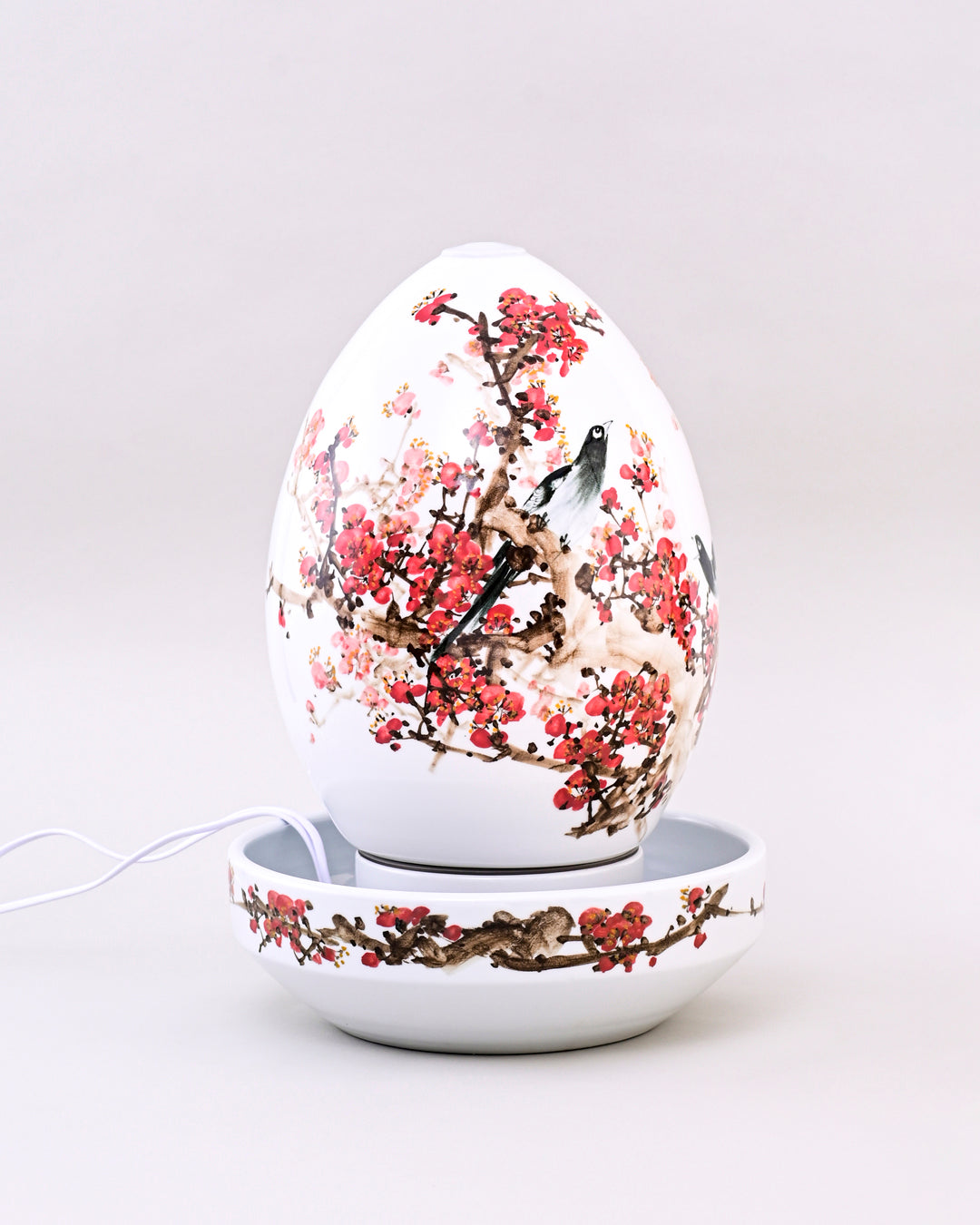 Red Blossom Harmony Ceramic Fountain Lamp