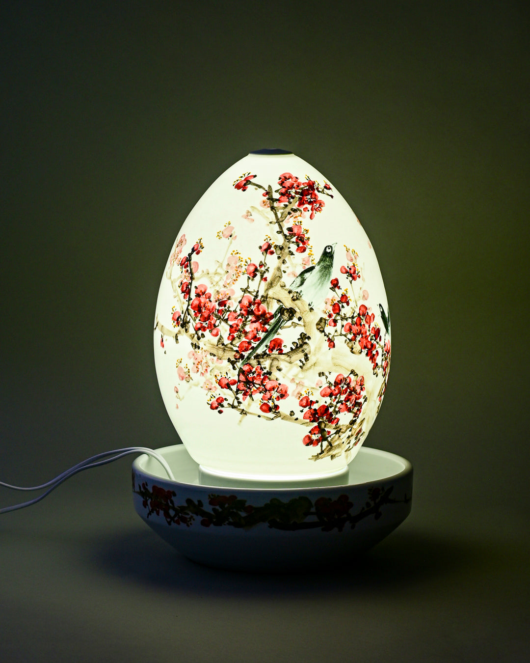 Red Blossom Harmony Ceramic Fountain Lamp