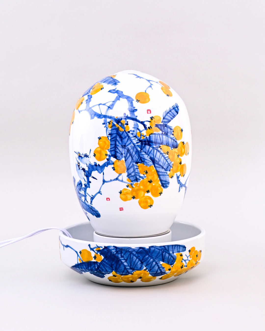 Golden Blossom Serenity Ceramic Fountain Lamp