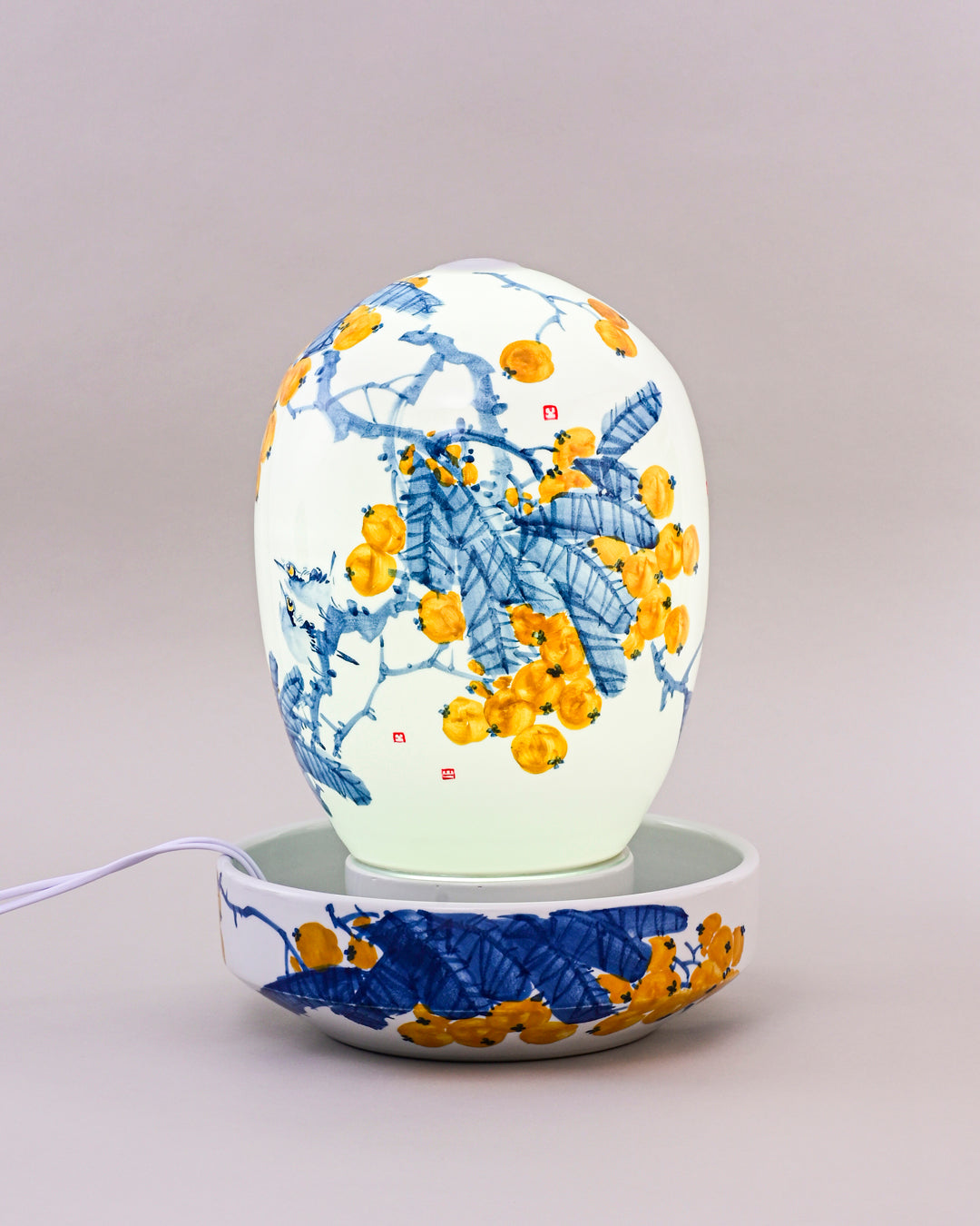 Golden Blossom Serenity Ceramic Fountain Lamp
