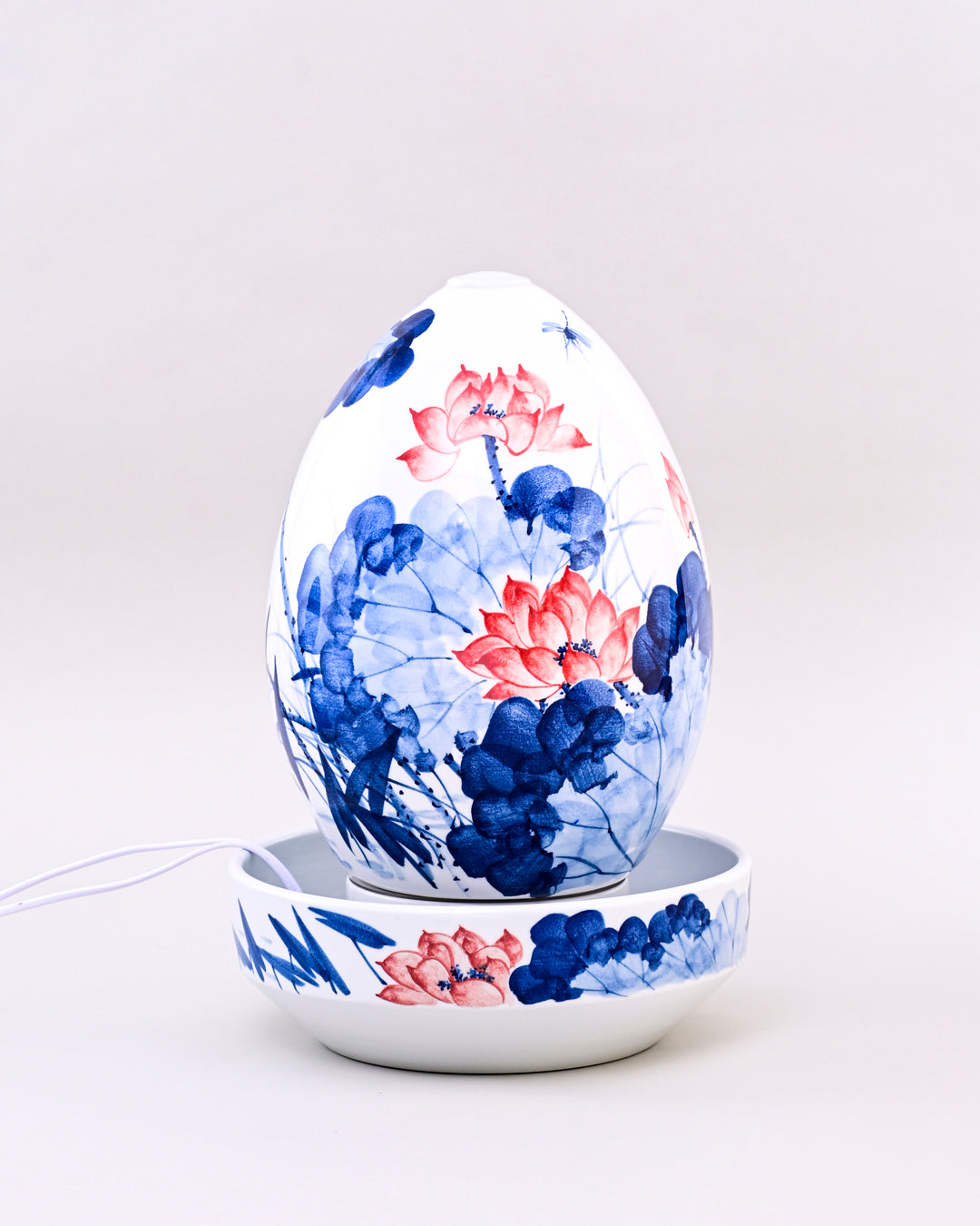 Lotus Leaf Serenity Ceramic Fountain Lamp
