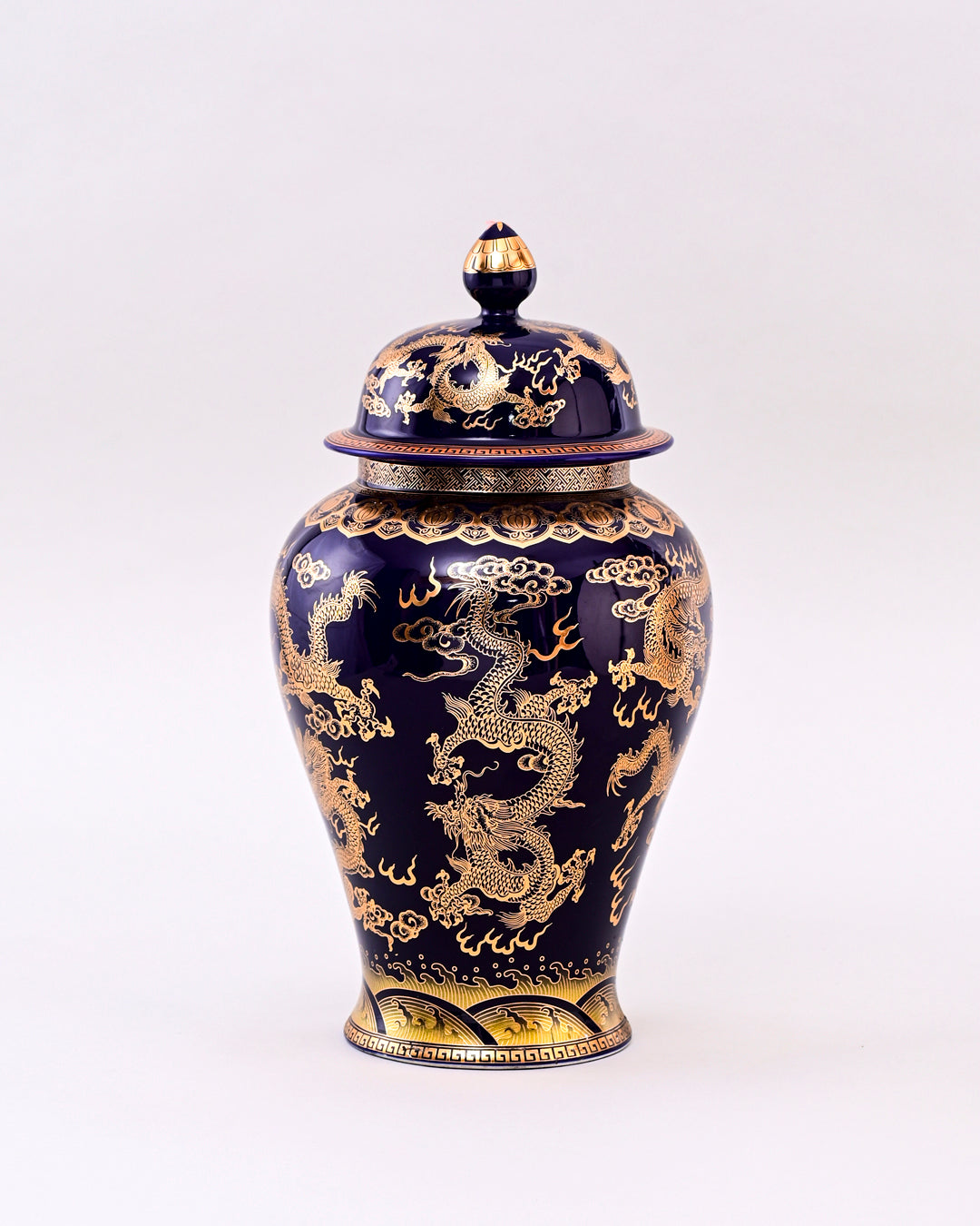 Golden Imperial Dragon Temple Jar - Black
