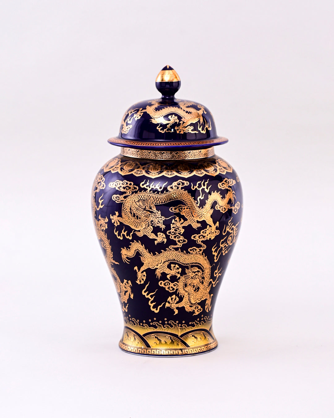 Golden Imperial Dragon Temple Jar - Black