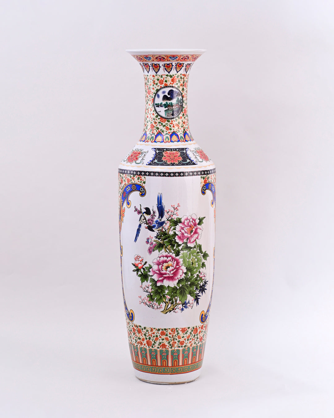 Regal Blossom & Songbird Tall Floor Vase