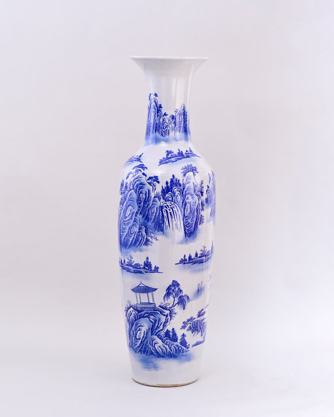Serene Pavilion Blue & White Tall Floor Vase