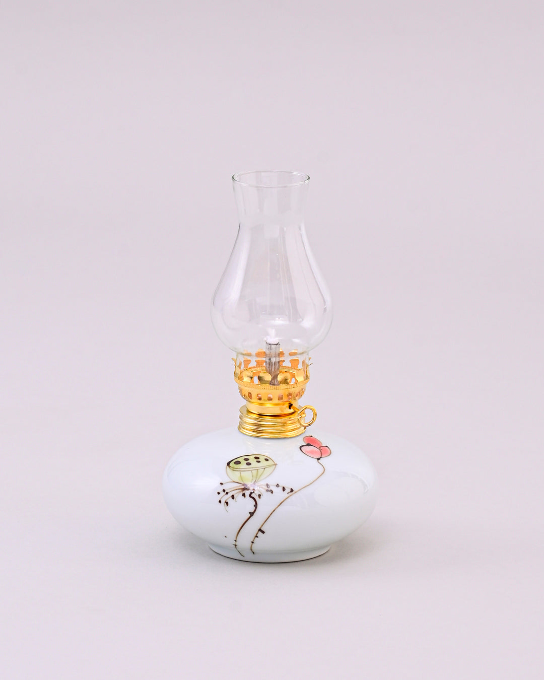 Heritage Glow Vintage Glass Oil Lamp - White