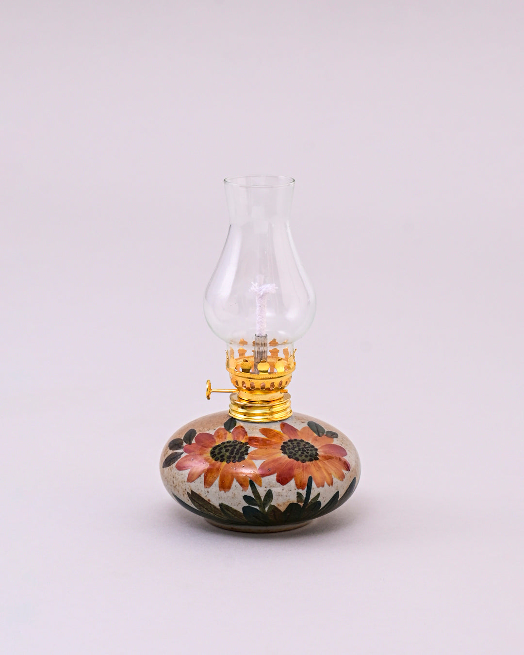 Heritage Glow Vintage Glass Oil Lamp - Brown