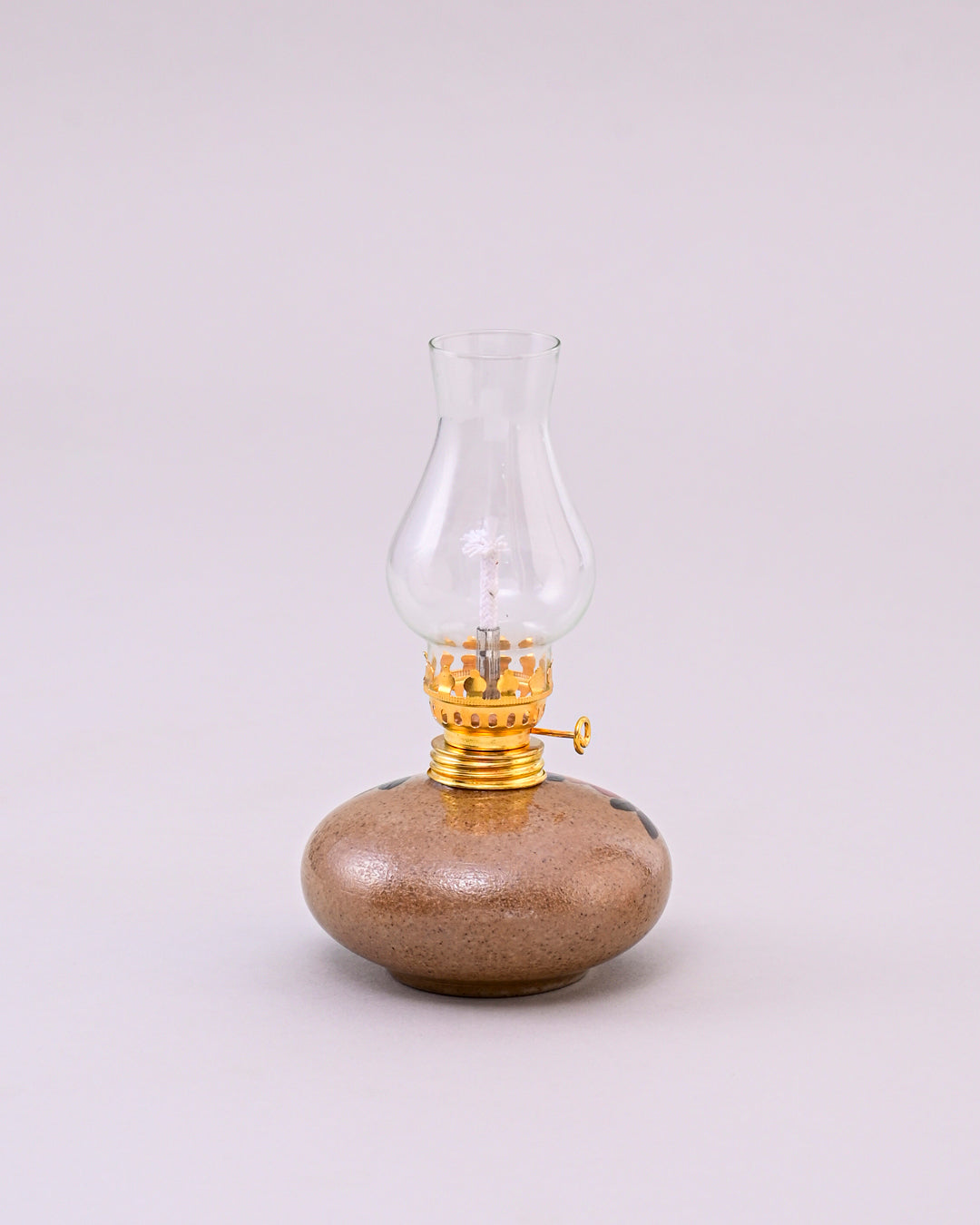 Heritage Glow Vintage Glass Oil Lamp - Brown