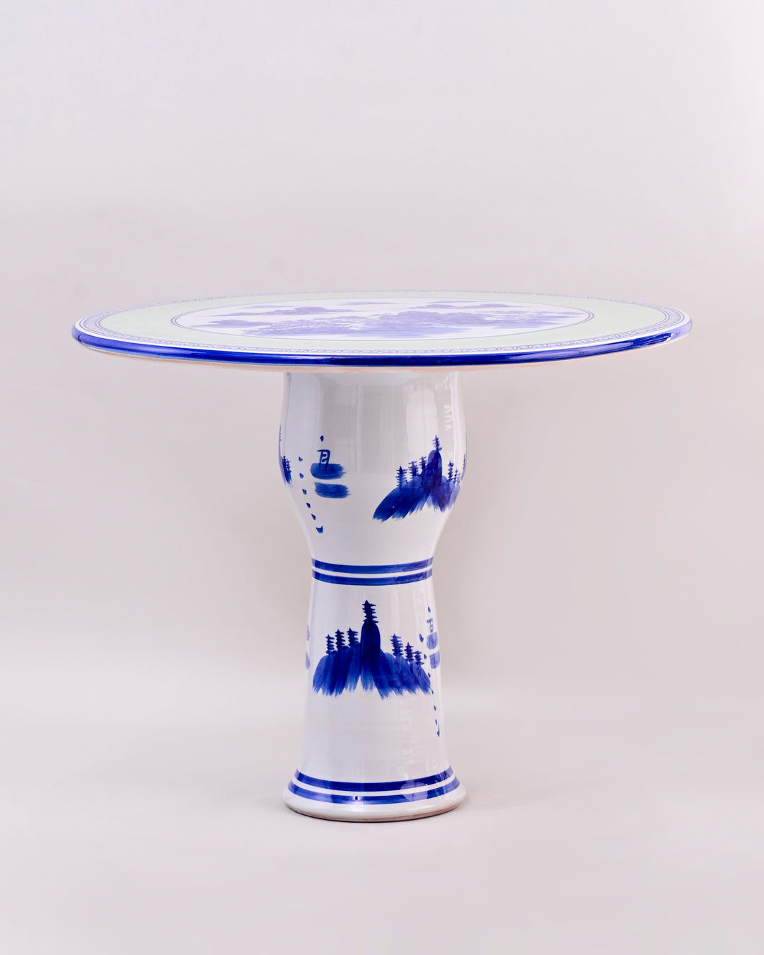 Blue Willow Landscape Porcelain Center Table