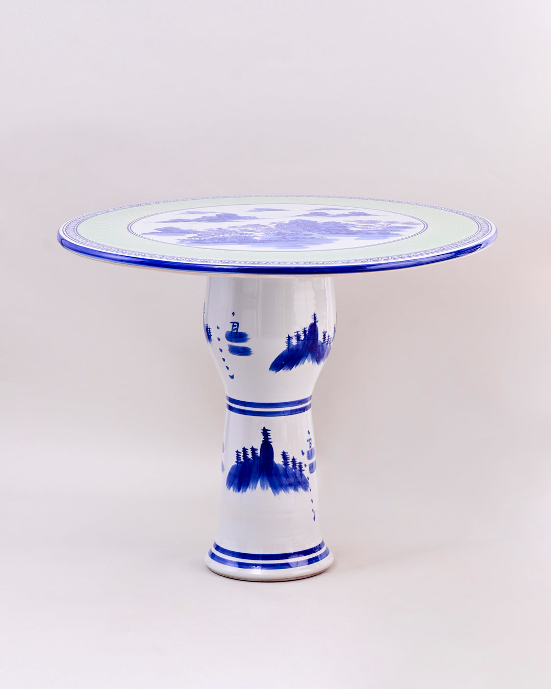 Blue Willow Landscape Porcelain Center Table