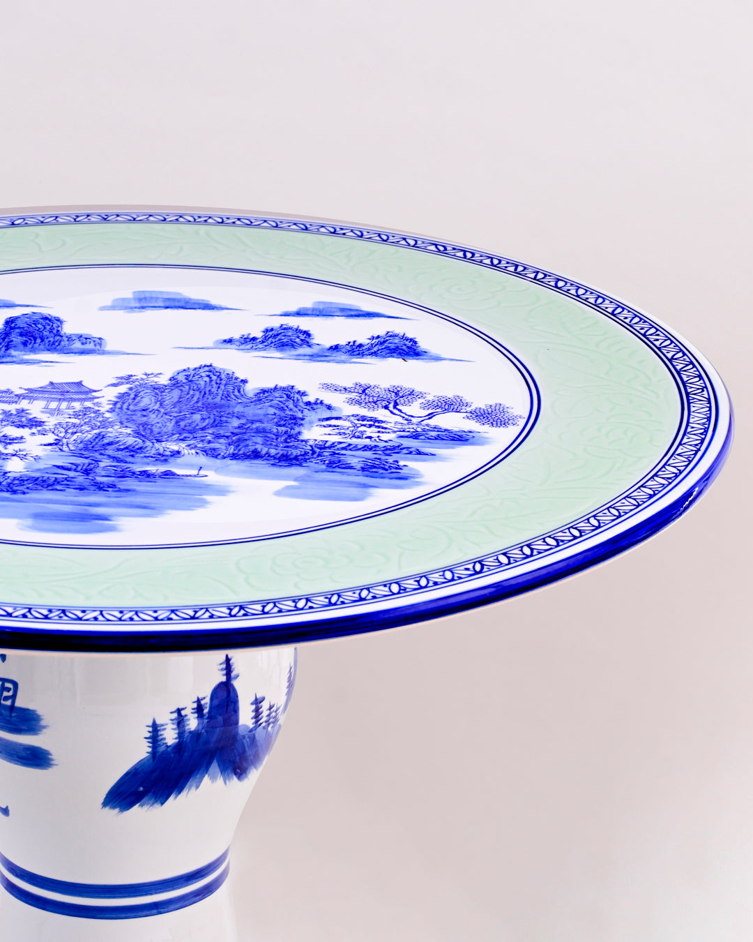 Blue Willow Landscape Porcelain Center Table