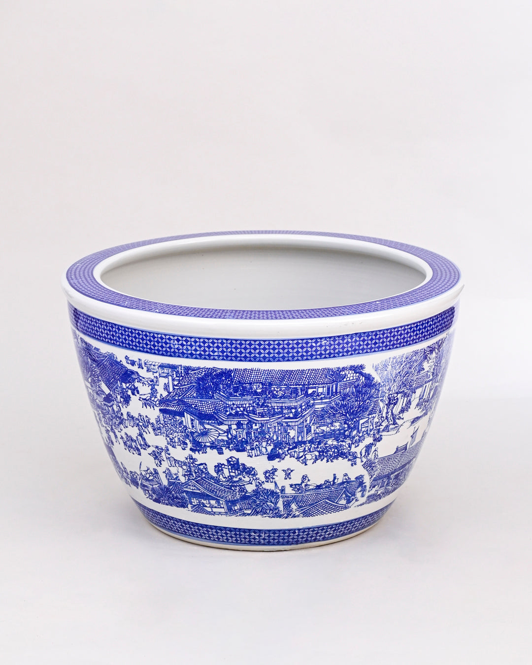 Oriental Serenity Blue & White Ceramic Planter