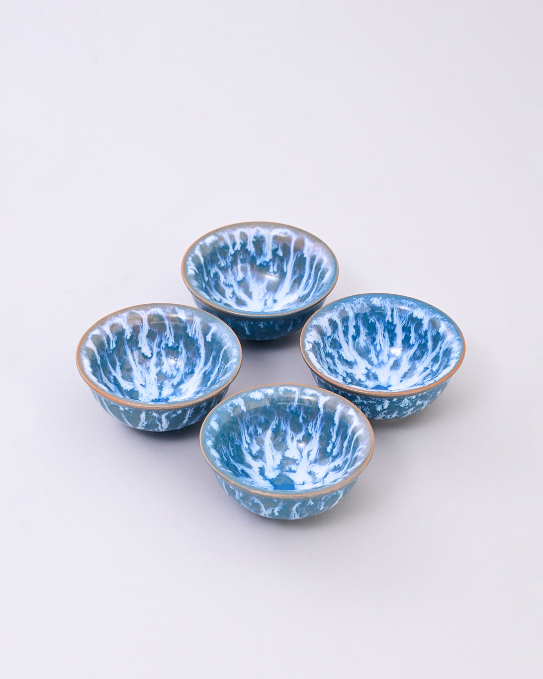 Aqua Drip Effect Ceramic Dip Bowl