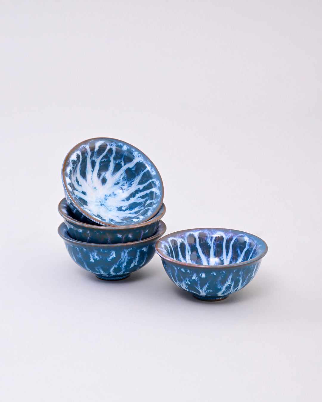 Ocean Blue Drizzle Ceramic Dip Bowl