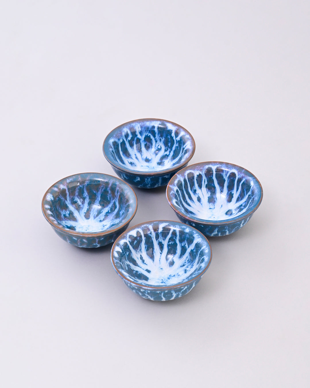 Ocean Blue Drizzle Ceramic Dip Bowl