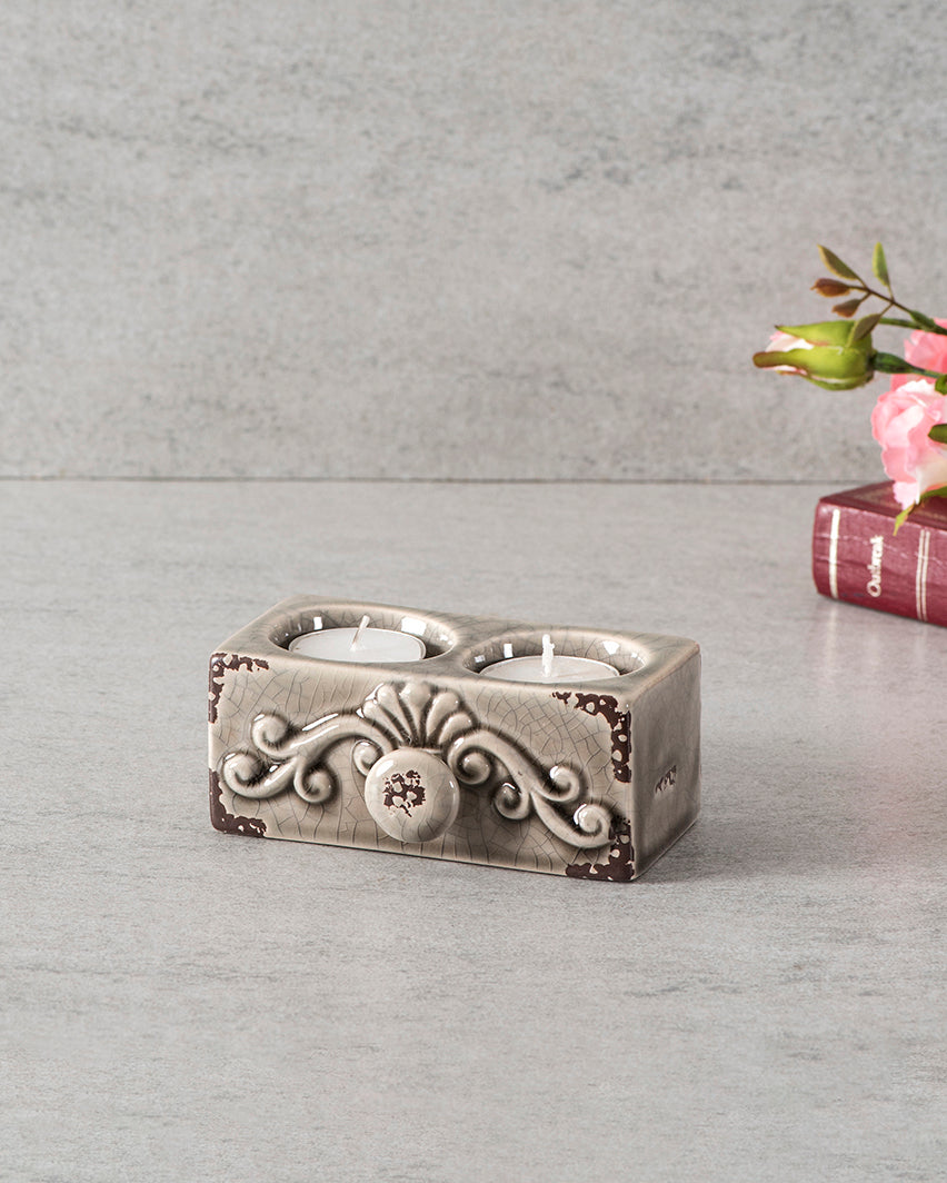 Rustic Victorian Dual Tea-Light Holders - Set of 3