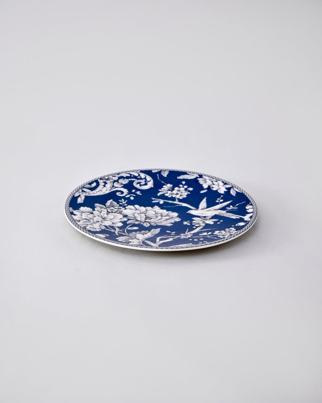 Royal Blue Floral Quater Plate - Set Of 6