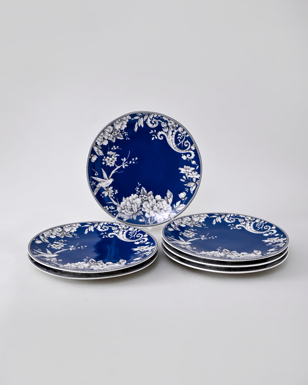 Royal Blue Floral Dinner Plate - Set Of 6