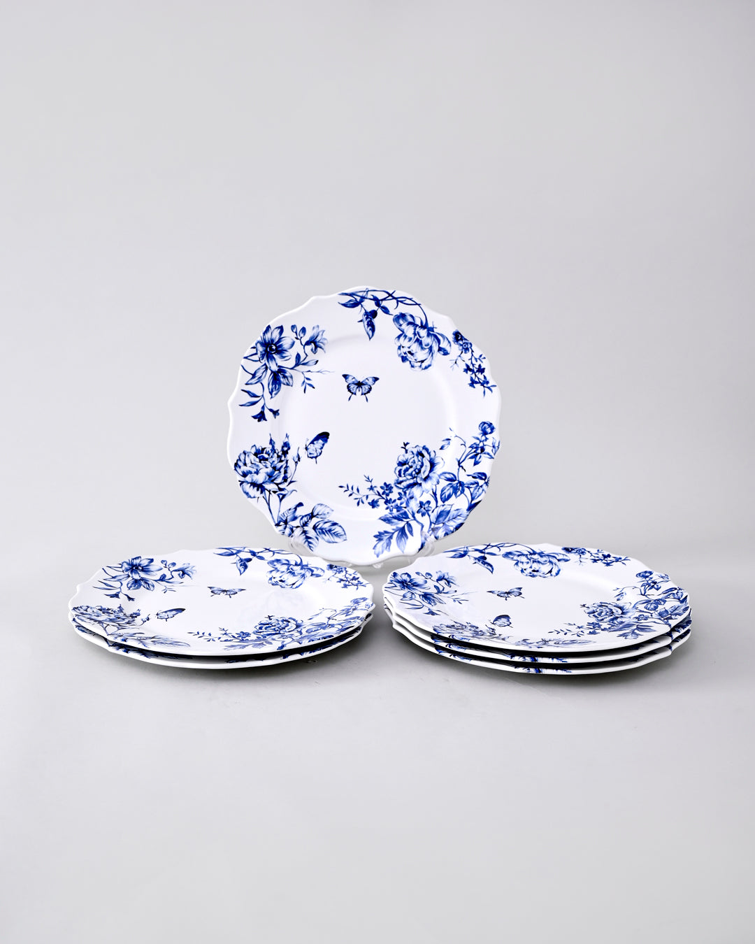 Blue & White Floral Elegance Dinner Plate - Set Of 6