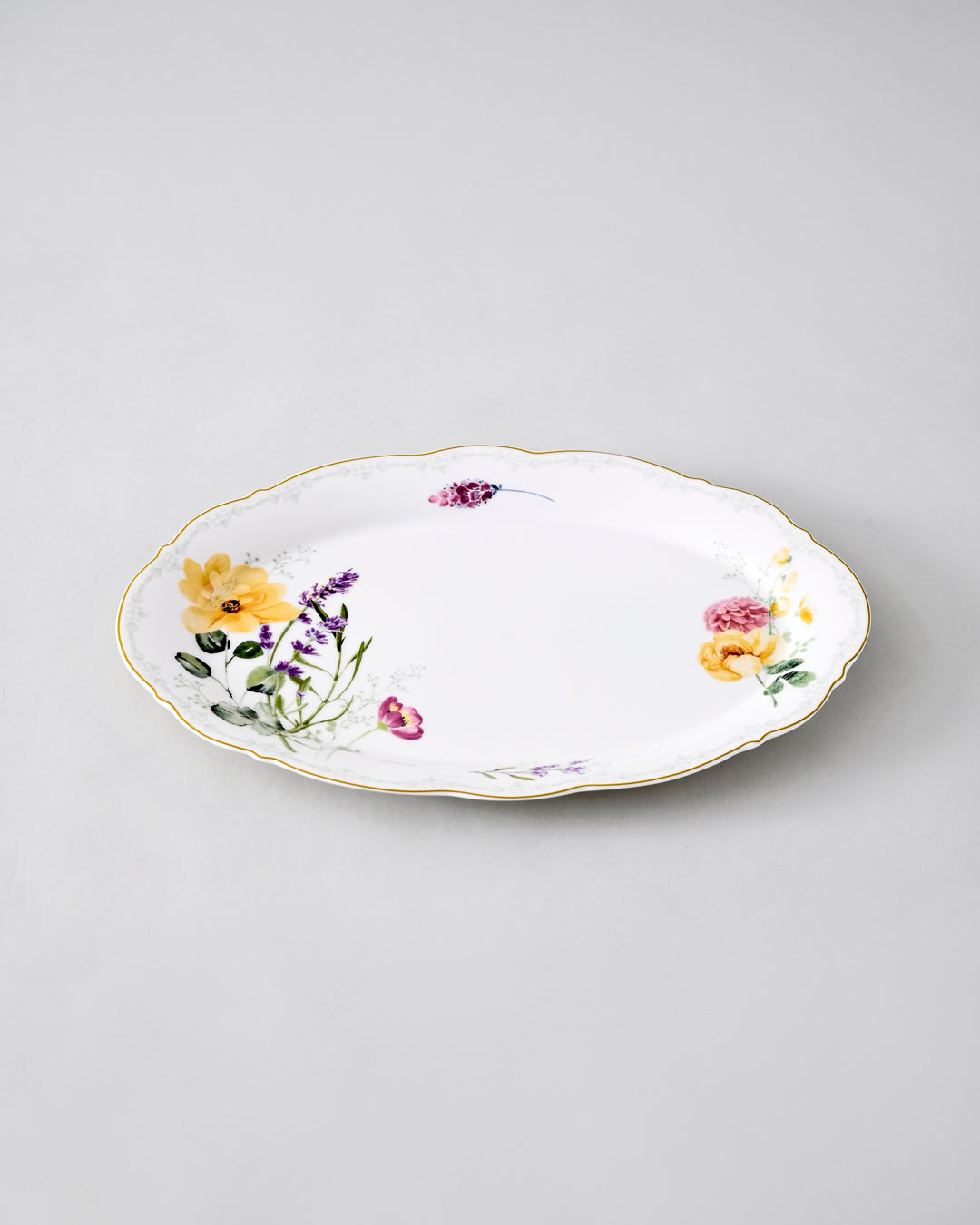 Golden Bloom Floral Dinner Set - 22 Piece
