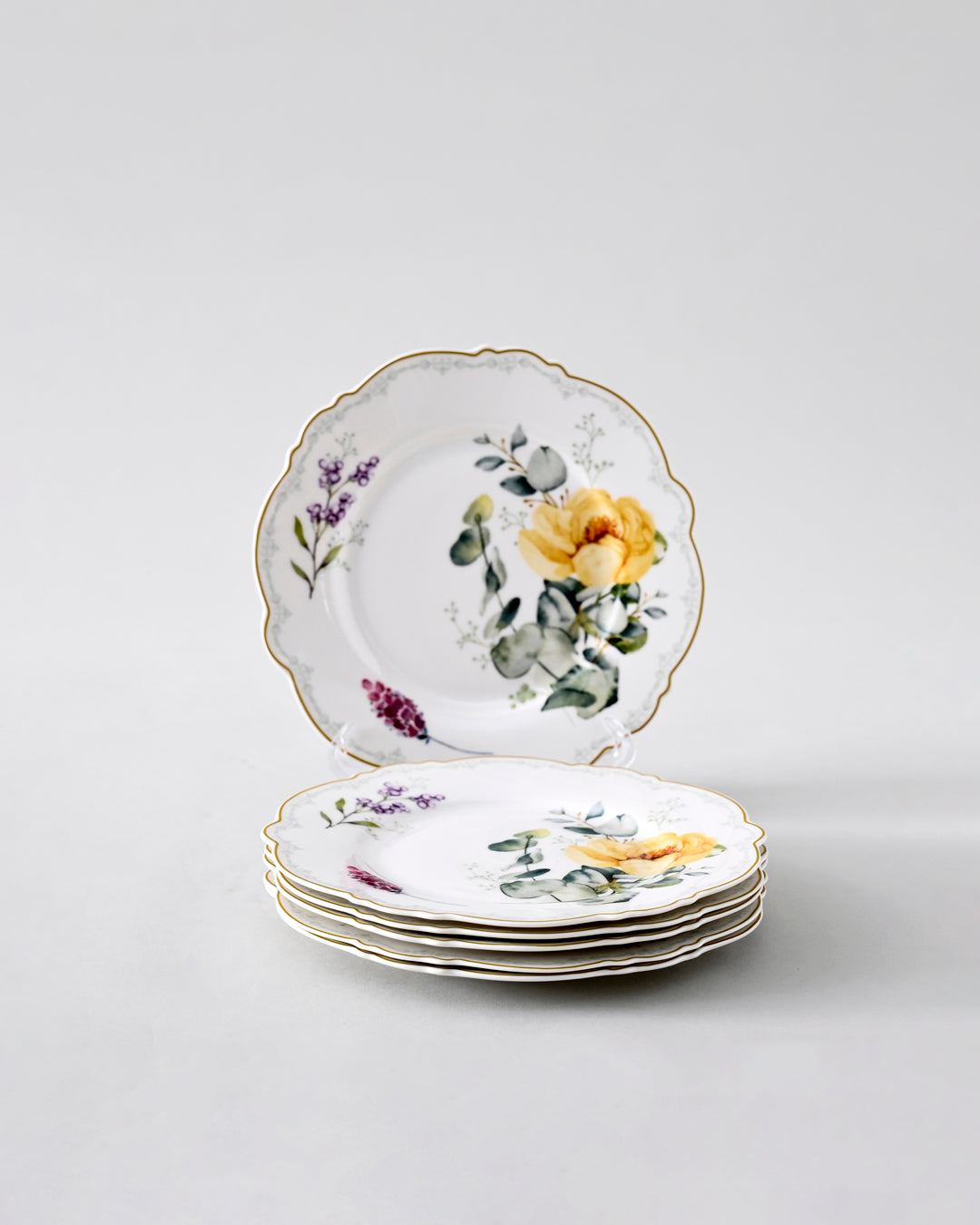 Golden Bloom Floral Dinner Set - 22 Piece