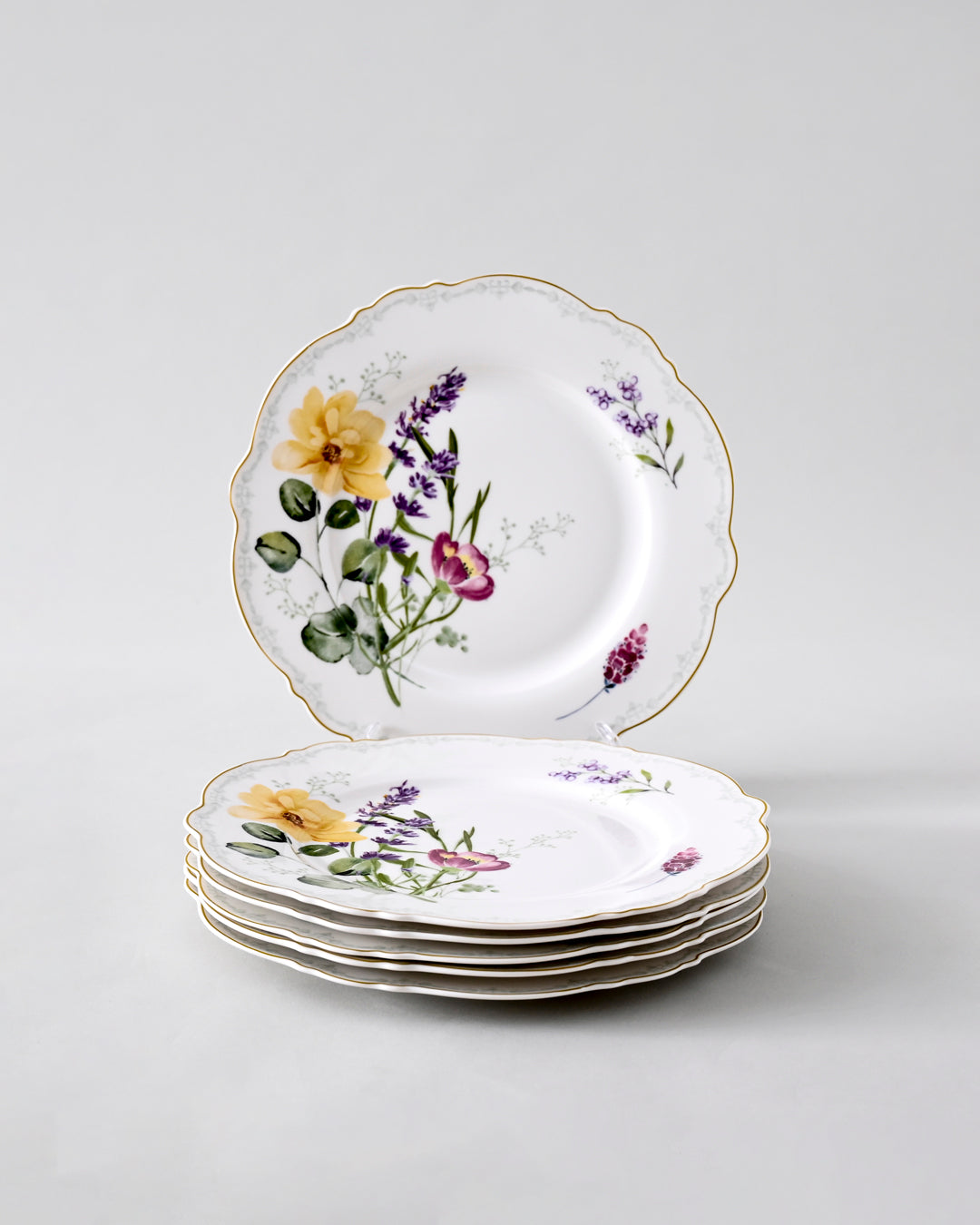 Golden Bloom Floral Dinner Set - 22 Piece