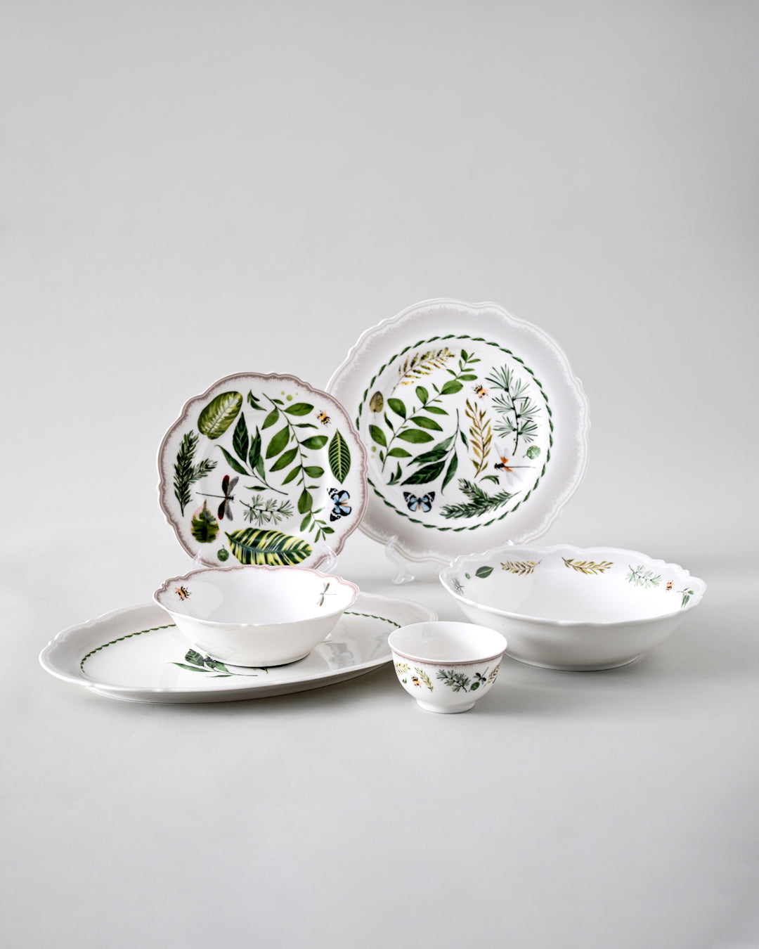 Botanical Harmony Ceramic Dinner Set - 22 Piece