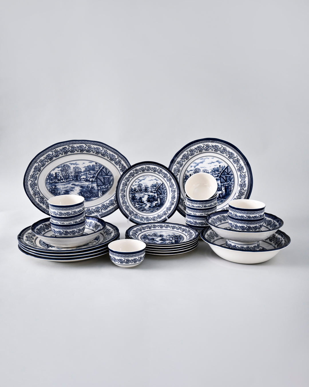 Halcyon Blue Ceramic Dinner Set - 28 Piece