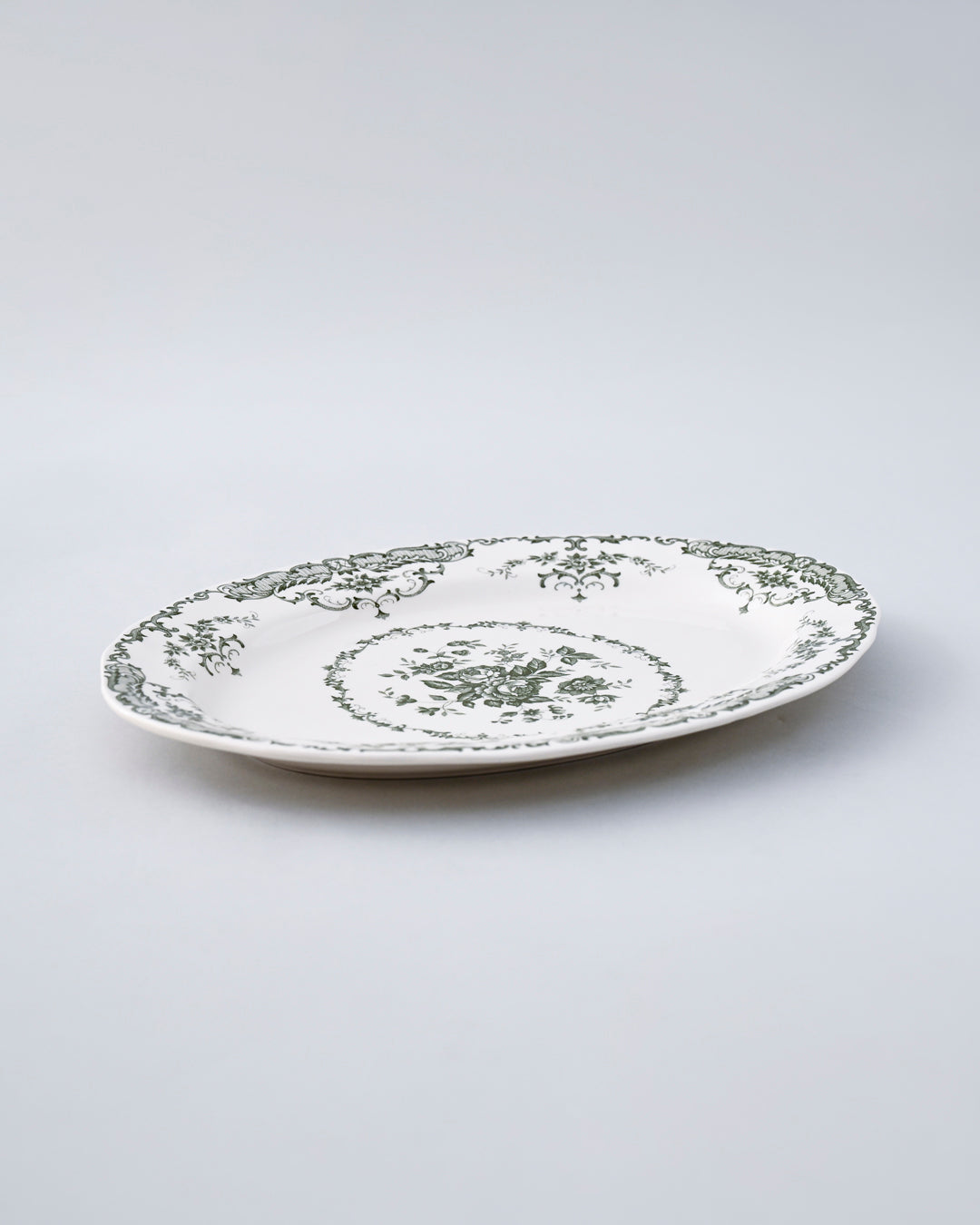 Vintage Floral Green & White Dinner Set - 28 Piece