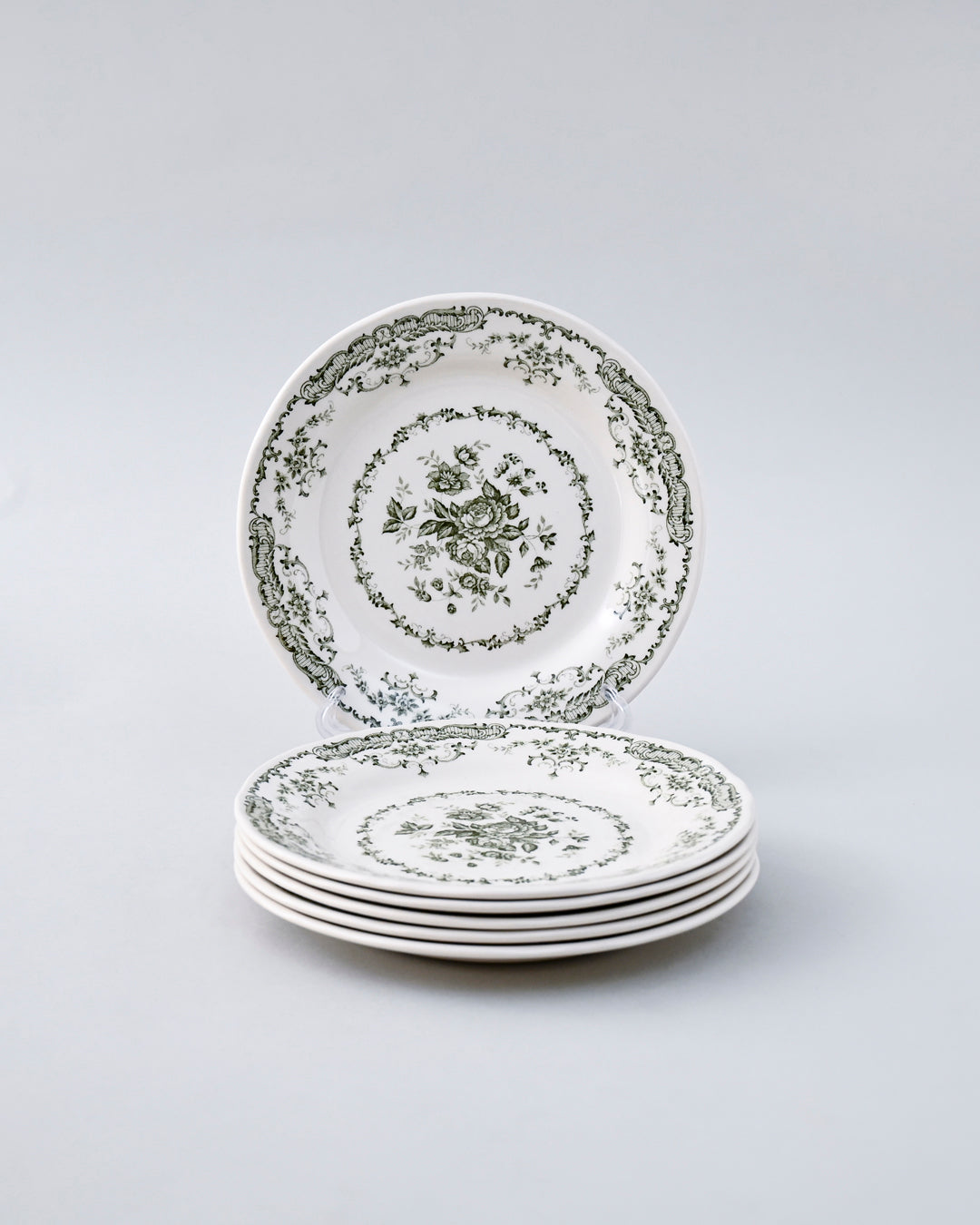 Vintage Floral Green & White Dinner Set - 28 Piece