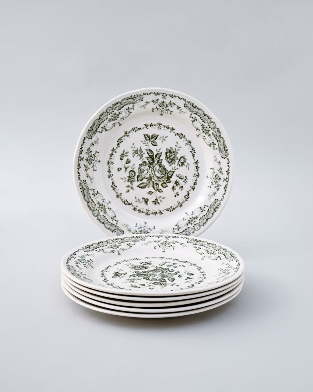 Vintage Floral Green & White Dinner Set - 28 Piece