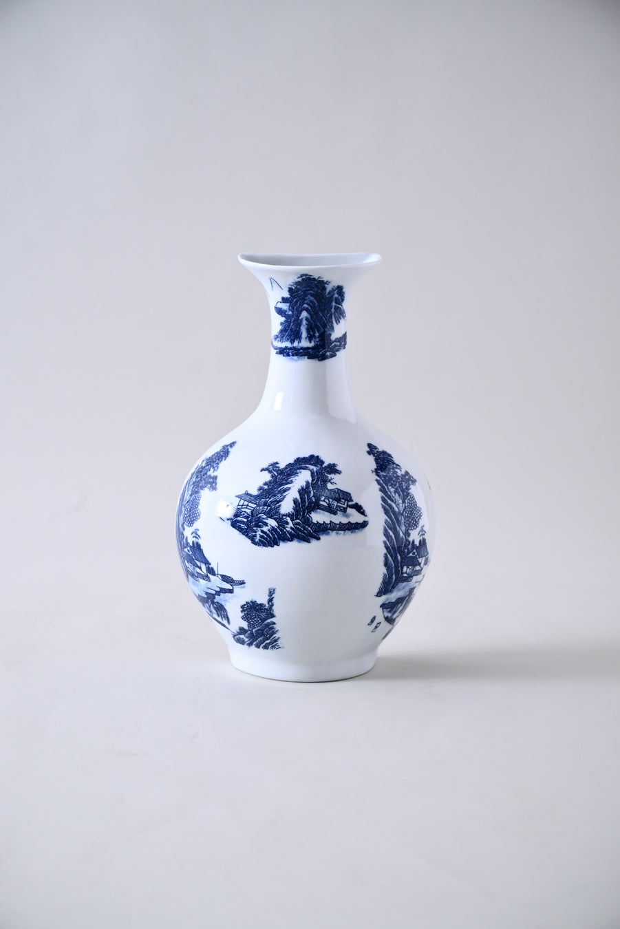 Traditional Landscape Blue and White Wall Vase