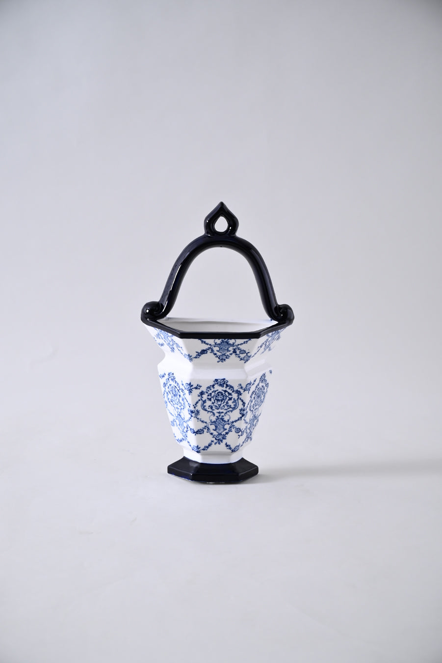 Blue Floral Basket Wall Basket Vase